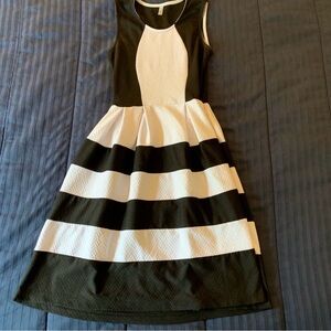🩷 Black & White Striped Fit & Flare Dress Size Small 🩷